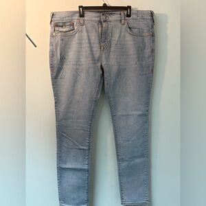 True Religion Men's Slim Jeans in Light Blue Wash Rocco Relaxed Skinny | Size 46